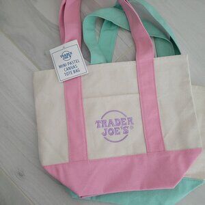 Trader Joes Mini Tote, Cotton, Baby Pastel Pink, NWT, Limited Edition